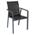 Fine-Line Pacific Sling Arm Chair with Dark Gray Frame Black Sling, 2PK FI3446099